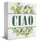 Ciao Sign Italian Hello Welcome Sign Desk Decor Wooden Box Sign Watercolor Hand Drawn Flower Rustic Wood Block Plaque Box Sign for Home Farmhouse Office Kitchen Bathroom Shelf Table Decoration